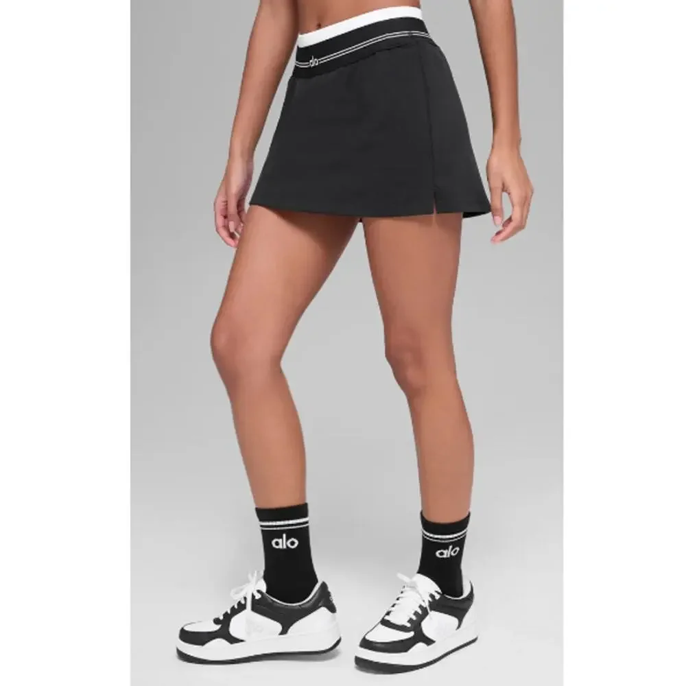 Alo Yoga Women's Black White Airbrush Better Together Tennis Skirt Size L